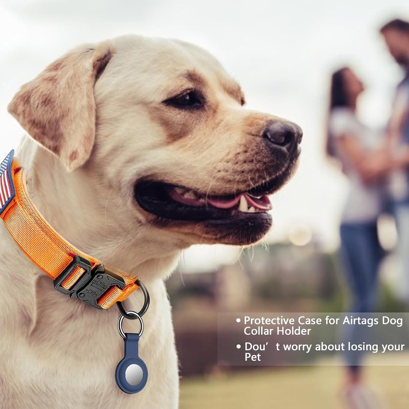 Tactical Dog Collar - Adjustable Military Nylon with Control Handle & Heavy Metal Buckle | Medium & Large Dogs (Orange, S)