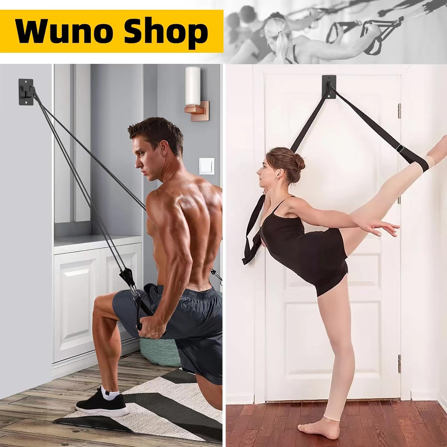 Wuno Shop Resistance Bands Wall Mount Anchors, Door Workout Anchors for Strength Training/Weight Straps/Fitness Exercise/Physical Therapy，Resistance Band Hooks Set for Home Gym-3 Pcs