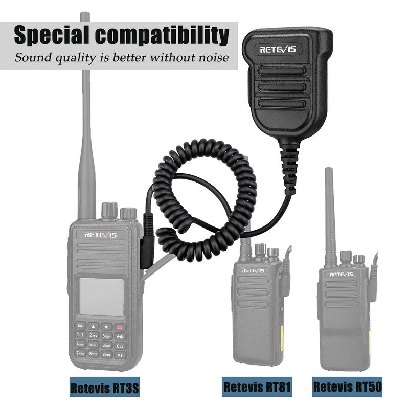 Retevis Heavy Radio Microphone,IP54 Waterproof Shoulder Mic,Police Walkie Talkie Mic,for RT22 H777 RT21 RT68 RT86 RT85,Compatible with BAOFENG UV-5R BF-F8HP UV-5G Plus 5RM BF-888S Kenwood BTECH(1Pack)