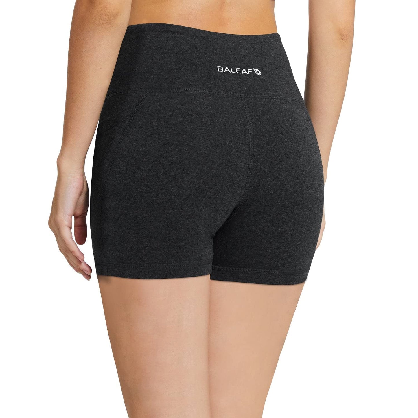 baleaf Workout Shorts Women 5" Tummy Control Short Pockets Charcoal M