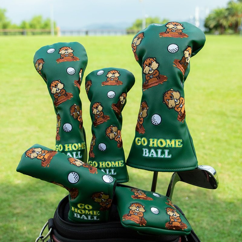 Barudan Golf Groundhog Golf Rotatable # 3 5 7 Wood Head Cover - PU Leather 3 Wood Head Cover Funny Golf Headcover for Men Fits for All Brand Fairway Woods