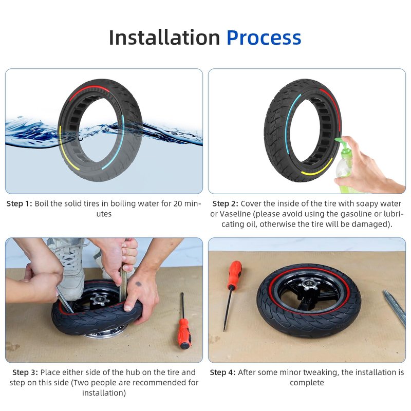 ulip (2-Pack) 8.5 x 2 Solid Scooter Tire 8.5 inch Rubber Tire 50/75-6.1 Front and Rear Wheels Replacement for Gotrax GXL V2 Hiboy S2 Pro Xiaomi M365 Pro Pro2 1S MI3 and 8.5 inch Scooters