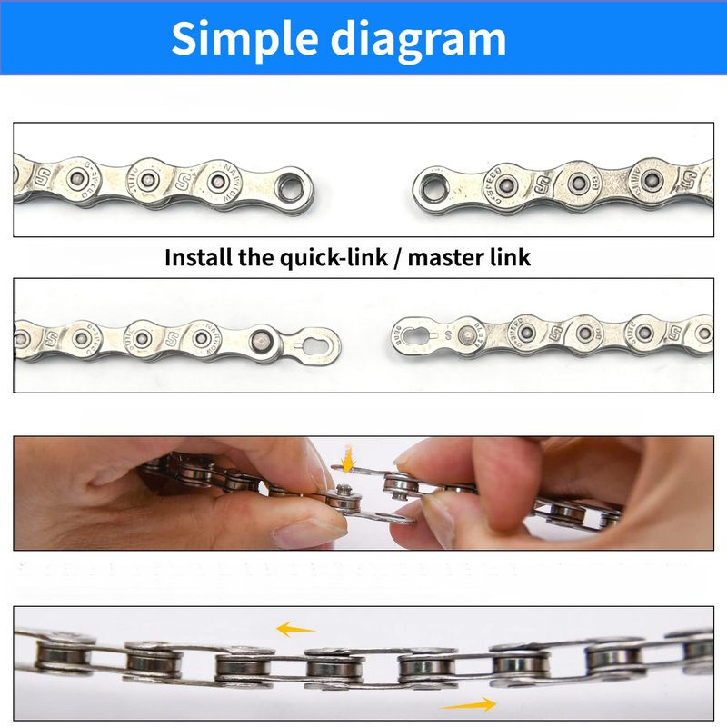 E bieke Chain 136 Links 6/7/8Speed, 2336lbs High-Strength Carbon Steel Replacement E Bicycle Chains (Includes Quick-Release Link) Matte Dark Silver— TÜV Strength Tested