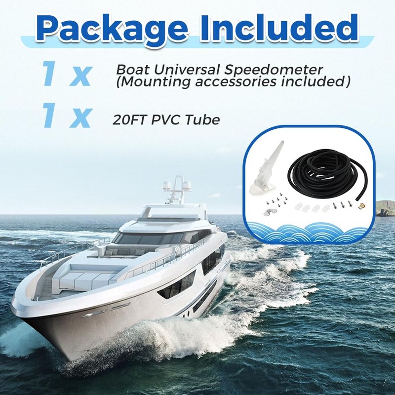 Yetaha Marine Boat Universal Speedometer Pitot Kit, Automatic Kick-up Pilot Tube Assembly Up to 80 MPH, Pitot Sea Portable Mini Tool Accessories, with 20 Ft Premium PVC Tubing