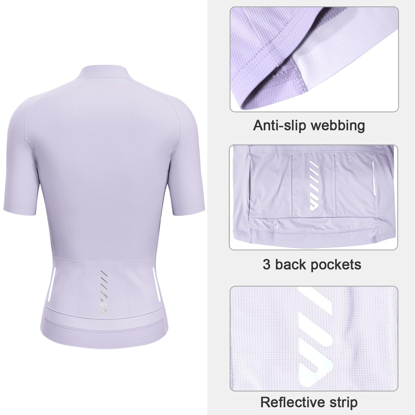 Wulibike Cycling Jersey Women Short Sleeve,Bike Shirts for Women Biking Tops Breathable Cycle Bicycle Jerseys with Pockets Purple