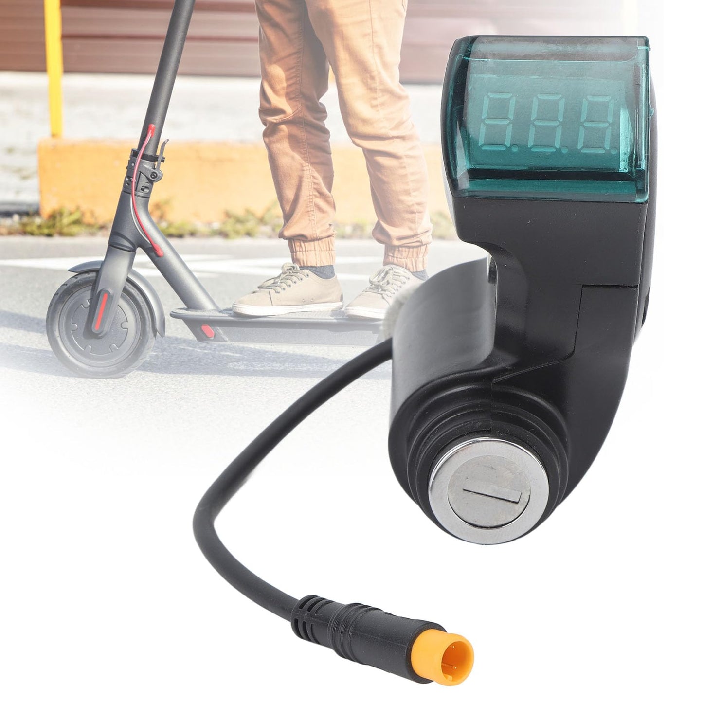 10 I Electric Scooter Handlebar Switch Lock with Keys Digital Tery Power Display 3 Pin Lock for Replacement Compatible with Electric Scooters Scooter Key Switch Digital Display