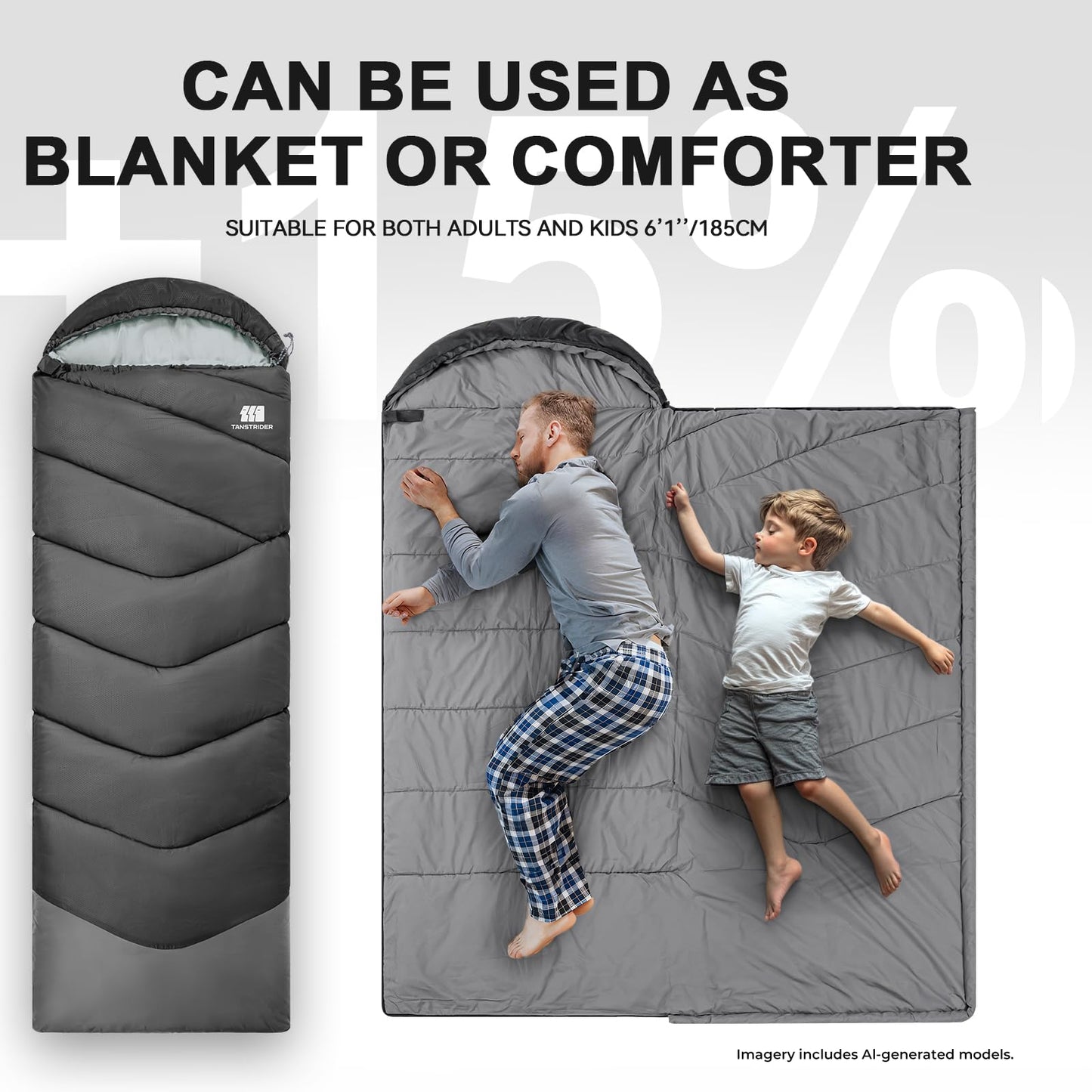 TANSTRIDER Sleeping Bags for Adults Cold Weather & Warm,Backpacking Camping Sleeping Bag for Tall Girls Boys,Lightweight,Compact,Waterproof Camping Gear for Traveling,Hiking,Hotel,Outdoor & Indoor