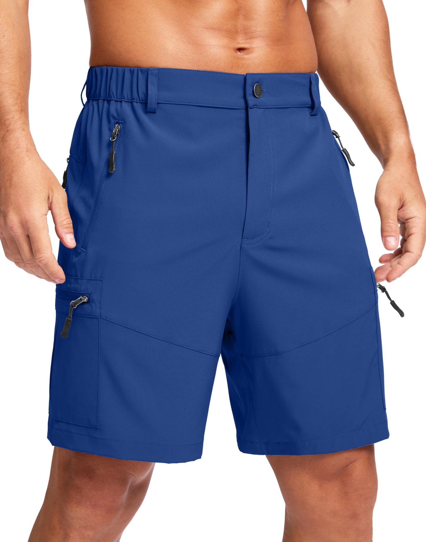 Pudolla Men's Hiking Cargo Shorts Lightweight 7" Travel Casual Shorts for Men Golf Work Outdoor with 5 Zipper Pockets(Royal Blue X-Large)