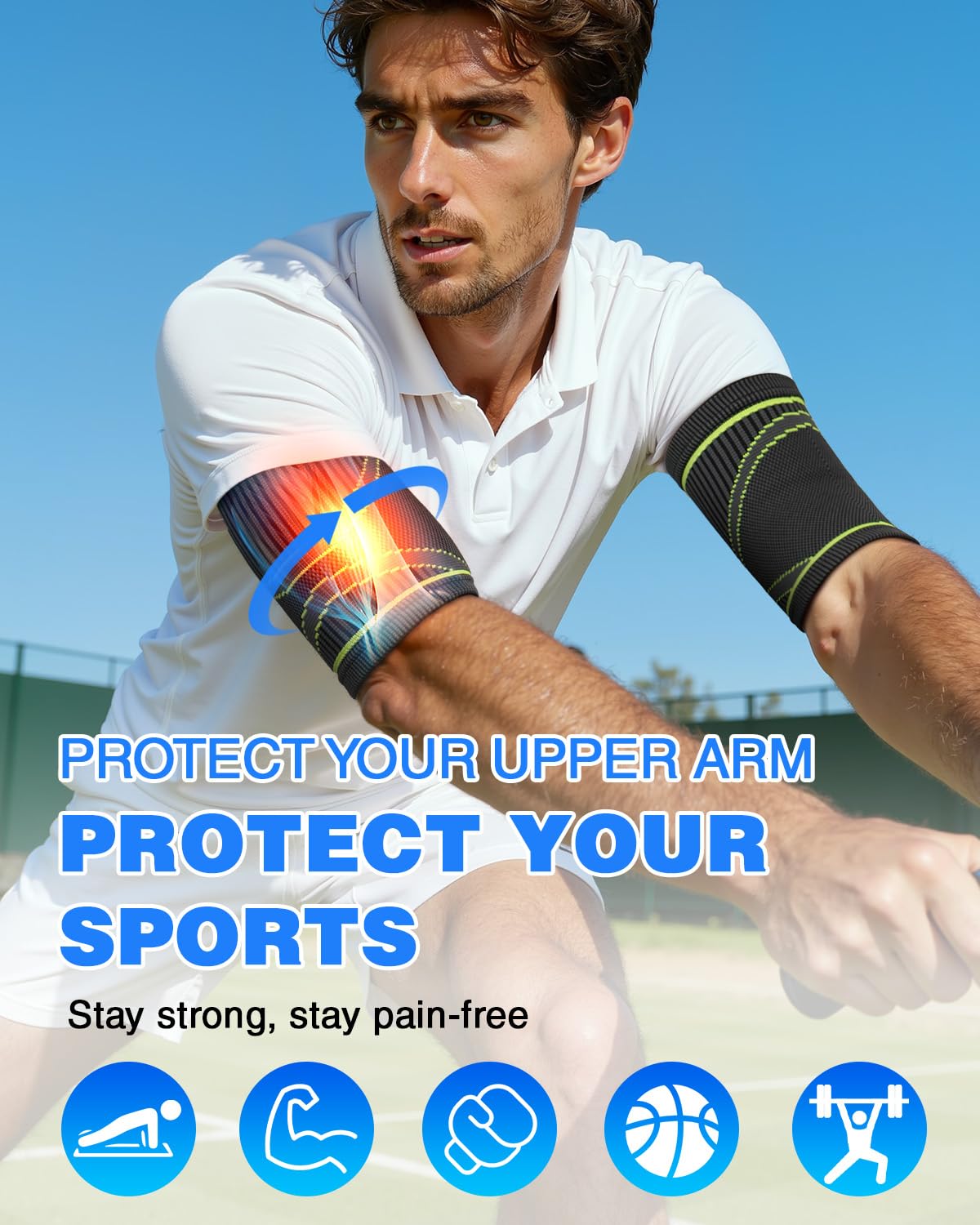 LISEPWU Bicep Tendonitis Brace for Pain Relief, (1Pair) Bicep Tendonitis Compression Sleeve for Muscle Strains Recovery, Arm Supports Sleeve for Workouts (XL)