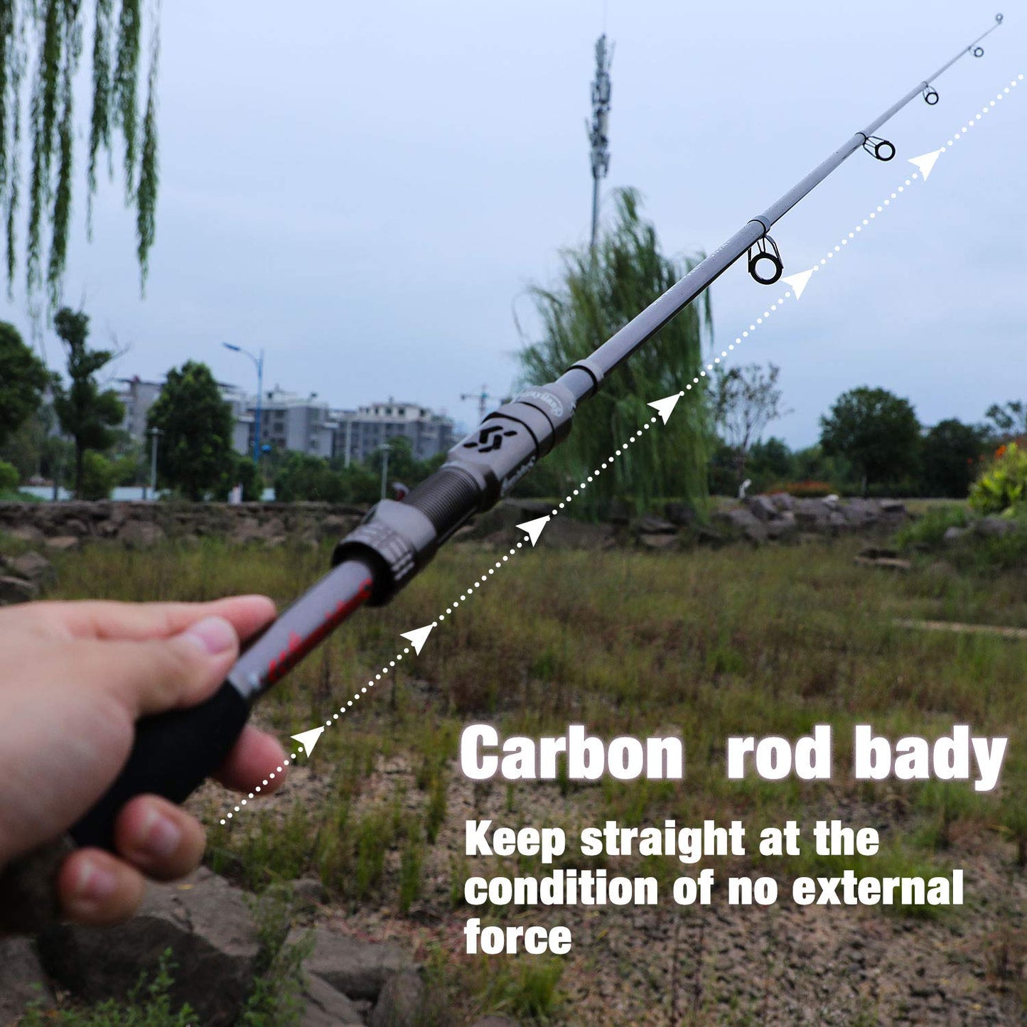 Sougayilang Fishing Rod Telescopic Fishing Rod Portable- 24 Ton Carbon Fiber,CNC Machined Reel Seat, Comfortable EVA Handle, Travel Fishing Pole for Bass Trout Fishing(Silver,1.8m/5.9ft)