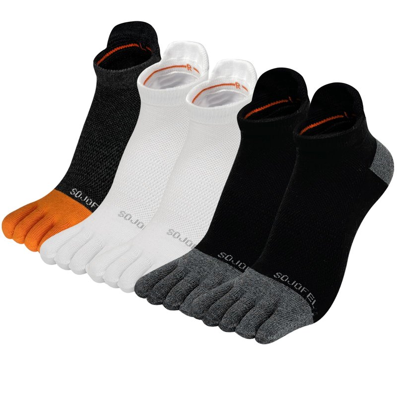 SOJOFEL Men's Ankle Toe Socks - Five Finger Cotton Socks No Show Athletic Running Breathable Mesh Low Cut Quarter Toe Socks Black Size 11-13 5 Pairs