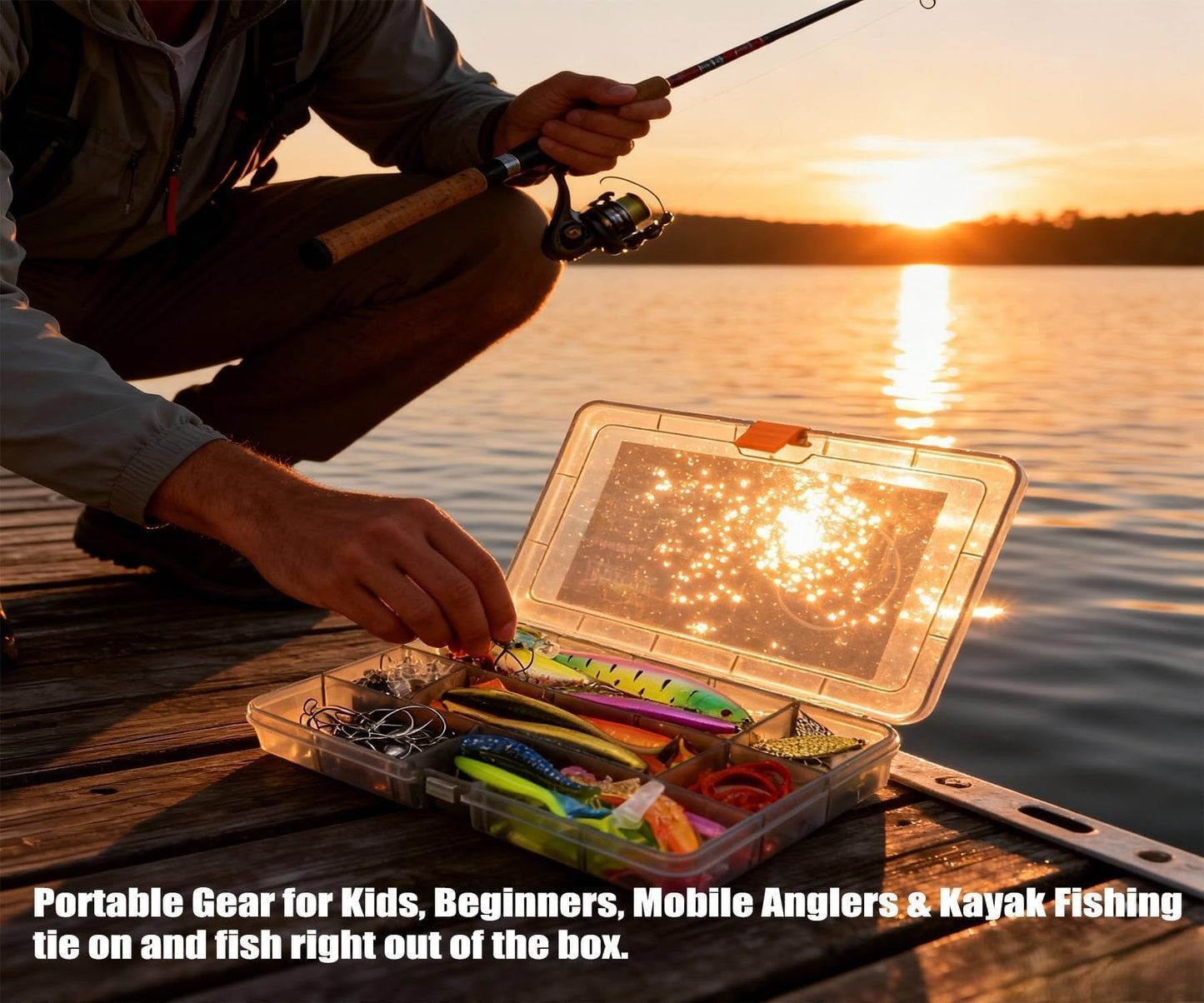 DEKESIN Bass Fishing Starter Kit 75pcs Small Tackle Box Set