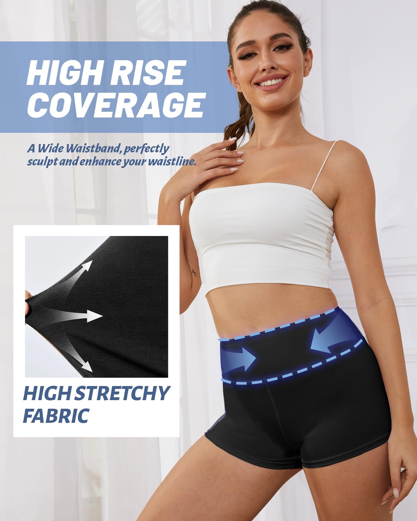 NexiEpoch 2 Pack Biker Shorts for Women - 3"/5"/8" Booty Volleyball High Waisted Black Spandex Shorts for Yoga Dance Workout