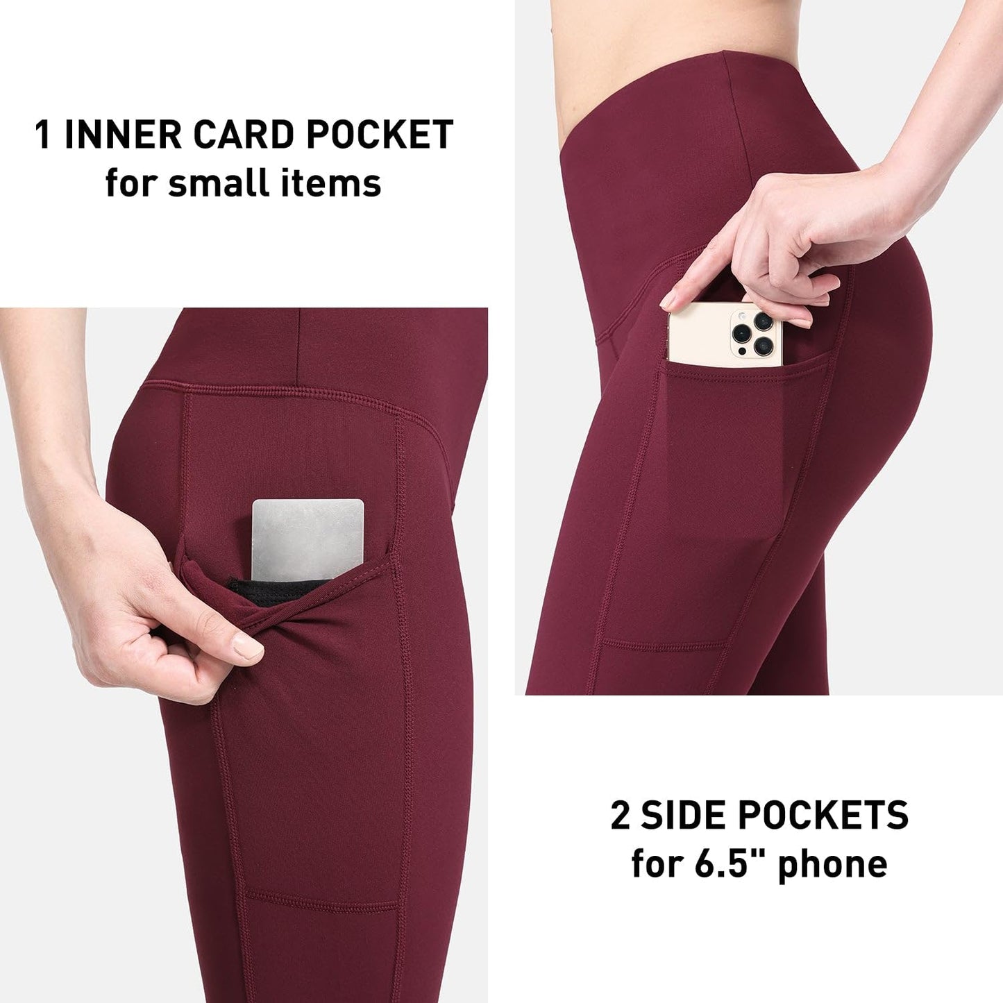 baleaf Fleece Lined Leggings Women, Water-Resistant, Wine Red M