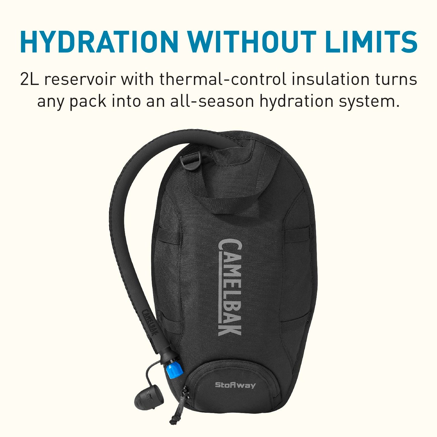 CamelBak Stoaway Insulated Hydration Bladder Reservoir, All‑Season Crux Reservoir with Freeze Protection, 70oz, Black 2.0