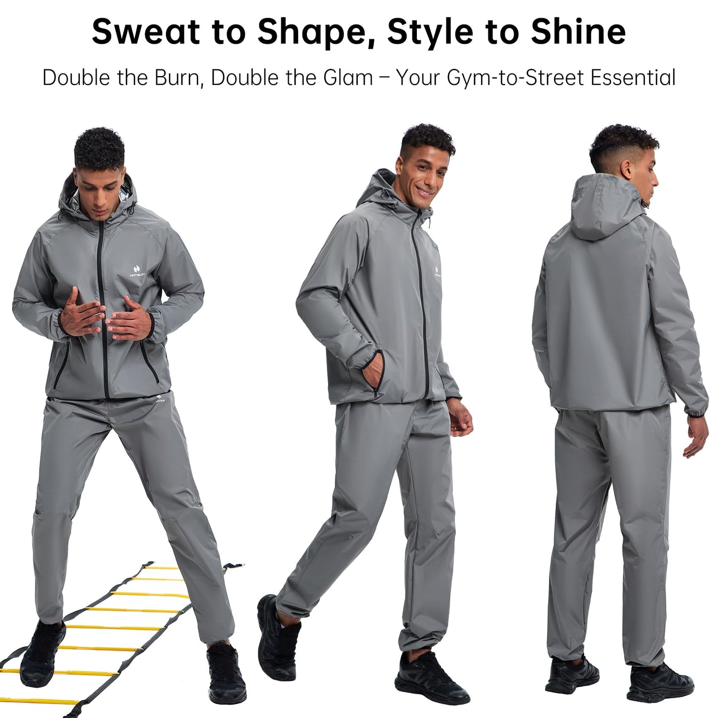 HOTSUIT Sauna Suit for Men Heat Trapping Sweat Suit Boxing Exercise Sweat Sauna Jacket Pants