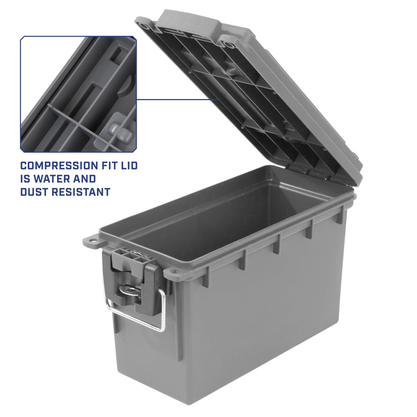 Sheffield Ammo Box Made in USA, Stackable Lockable Ammo Storage Box, Gray