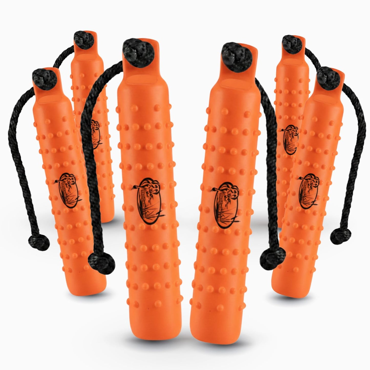 HuntEmUp 2" Plastic Dog Training Bumper – Knobby Retrieving Dummy for Retriever & Hunting Dog Training – Floating Water Training Dummy – Orange (6 Pack)