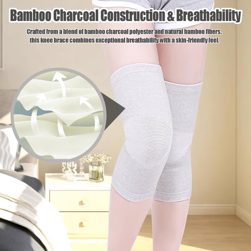 SNMIEDO Bamboo Charcoal Compression Knee Sleeve - 2 Pairs Elastic Warm Knee Brace for Men and Women - Compression Knee Pads for Arthritis (Black+Gray, X-Large)