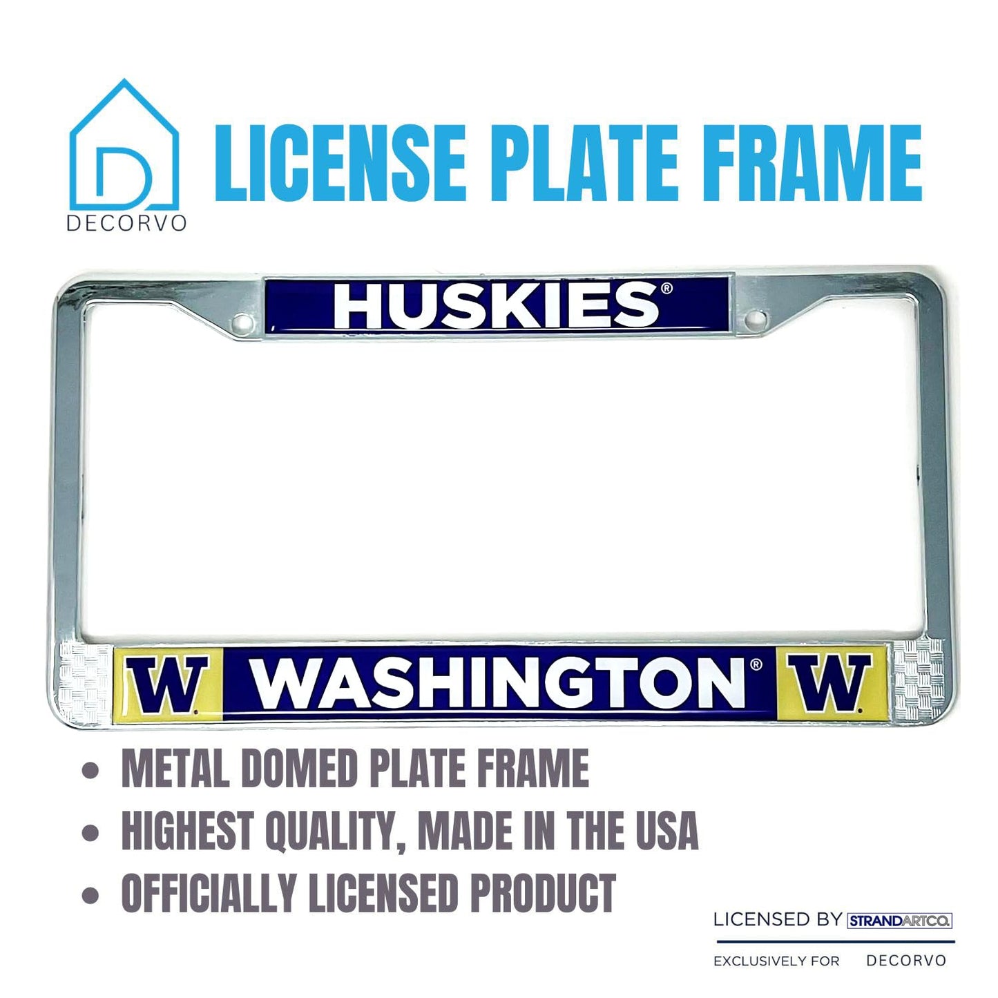 Decorvo Washington License Plate Frame - University of Washington Huskies Car Truck Accessory