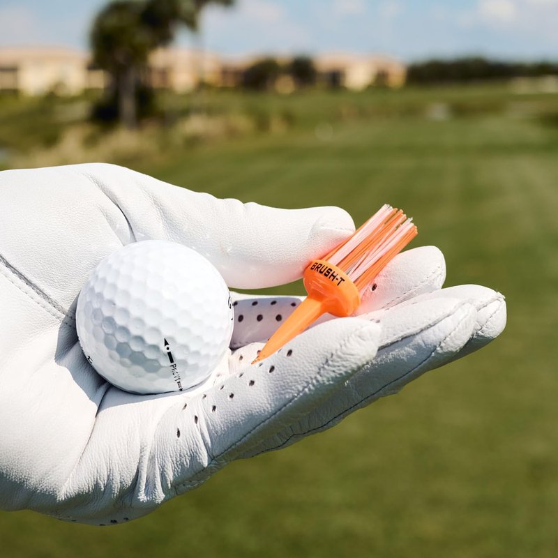 BRUSH-T Title Premium Plastic Golf Tees, Orange Oversize 6-Pack, Size 2.4" Unbreakable Innovative Design, Consistent Height, Perfect Golf Gift for Men and Women Golfing Tees, Works with Any Golf Ball
