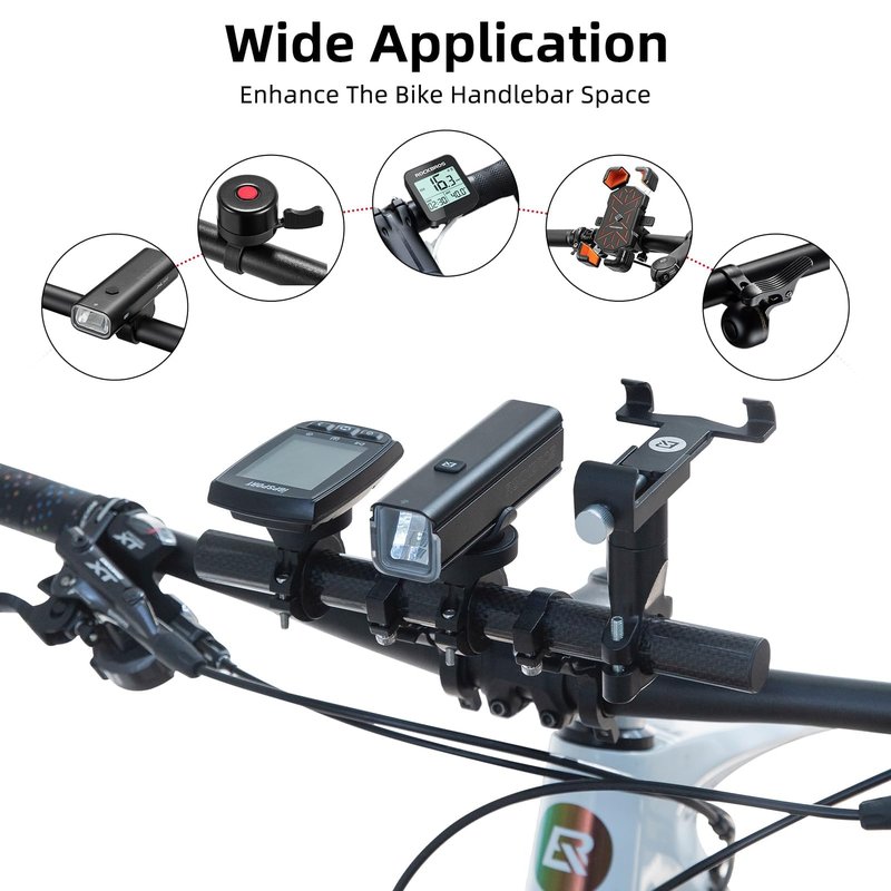 ROCKBROS Bike Handlebar Extender Double Bike Handlebar Bracket Bicycle Handlebar Extension Lightweight Durable for Holding Bicycle Speedometer, GPS, Phone Mount Holder,1Pcs