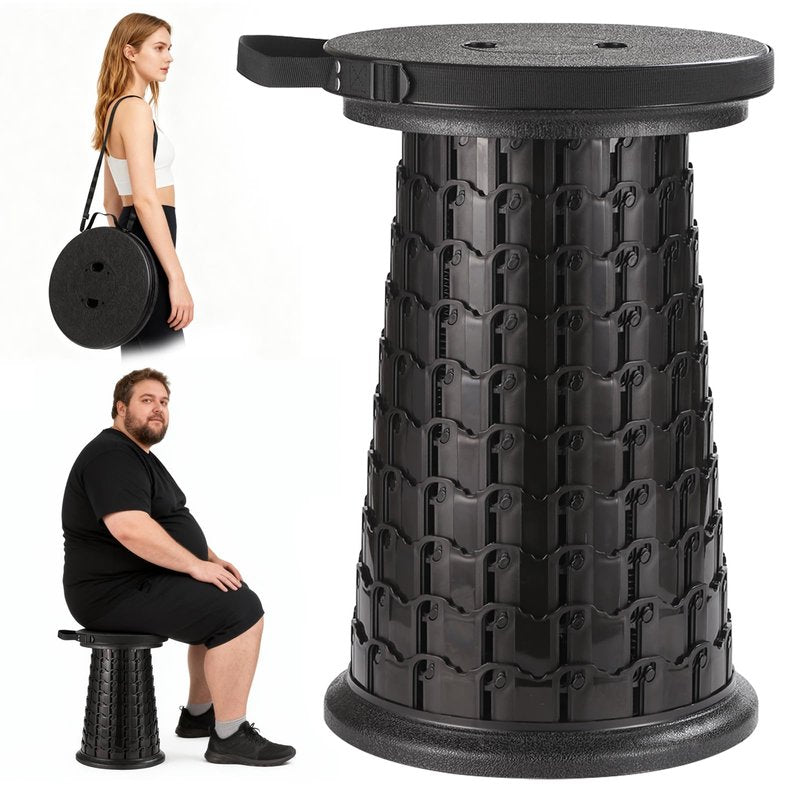 Spisces 2026 Heavy Duty XXL Collapsible Stool | 1000lbs Capacity, 20-in Taller & 13-in Wider Foldable Retractable Telescoping Stool for Adults, Oversized Camping, Fishing, Concert, Event, Stadium