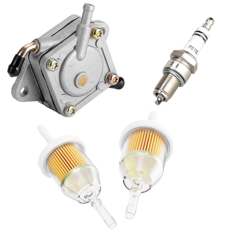10L0L Golf Cart Fuel Pump Impulse Kit for Club Car DS & Precedent 1984-up Gas with 290FE 350FE Kawasaki Engine, Replace OEM 1014523 1014524 S 5136 FP002, Includes Filters & Spark Plug