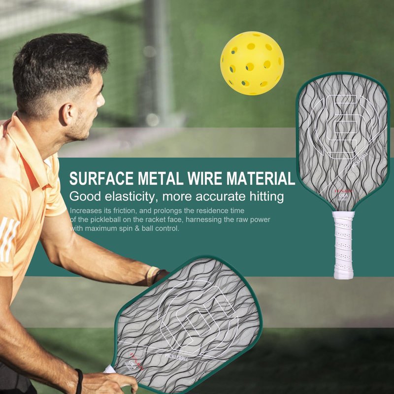 IEJ Pickleball Paddles, Carbon Fiber Fully Encased Metallic Texture Material Surface, Increased Power & Control, 16mm Polymer Core with Larger Sweet Spot Designed for Beginner to Intermediate Players