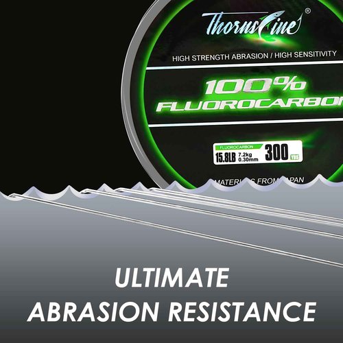 ThornsLine 100% Pure Fluorocarbon Fishing Line - Premium Leader Material from Japan - High Strength, Abrasion-Resistant, Fast Sinking - Freshwater and Saltwater Fishing Leader (37LB/0.57mm/300Yds)