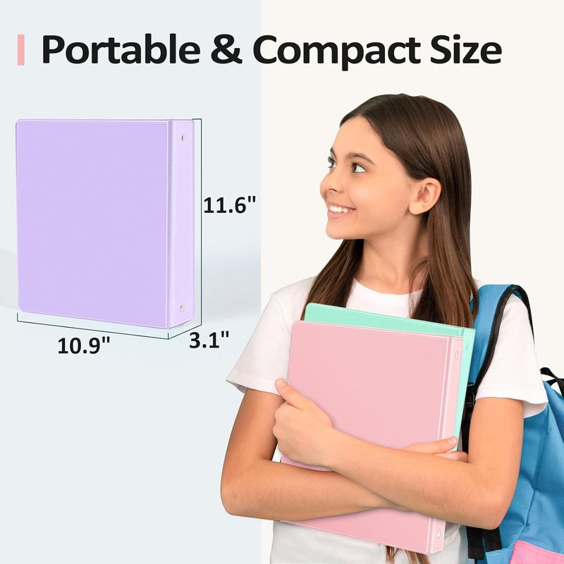 BinderX 2-Inch Extra Durable 3-Ring Binder - Customizable View Cover, Fits 450 Sheets | Navy Blue