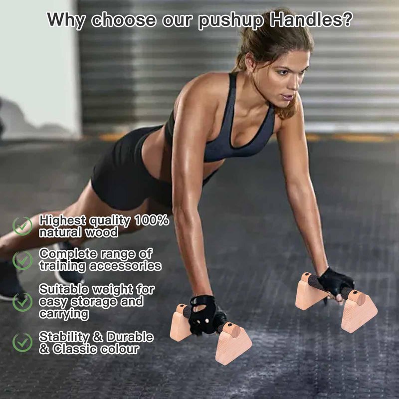 Wooden Parallettes Bars for Calisthenics - Handstand Push Up Bars for Training, L-Sit & Dip Workouts - Portable Fitness Equipment for Home Gym (Wooden, 7.88 inches)