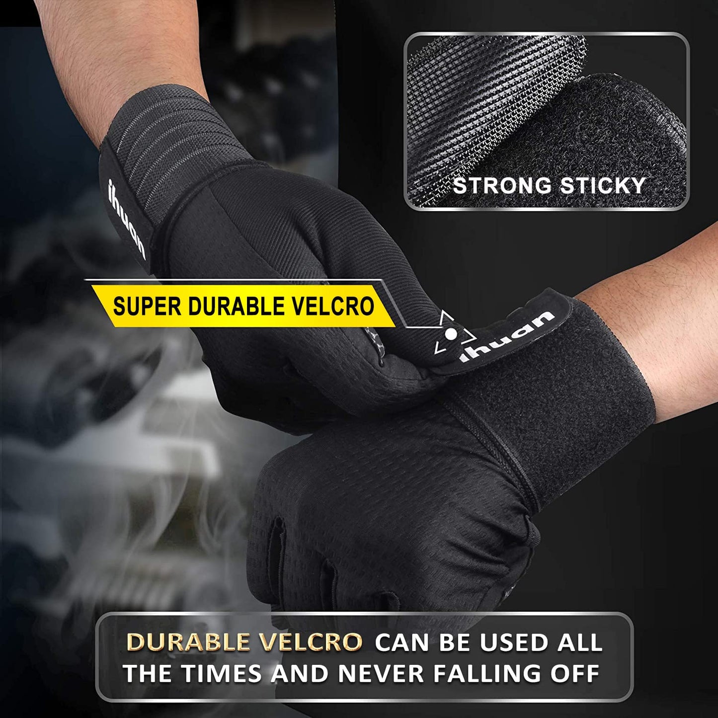 ihuan Weight Lifting Gym Workout Gloves Full Finger with Wrist Wrap Support for Men & Women, Full Palm Protection, for Weightlifting, Training, Fitness, Hanging, Pull ups