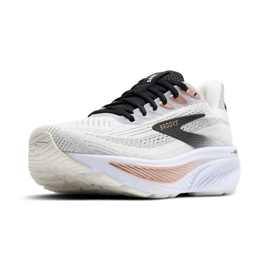 Brooks Women’s Ghost 17 Neutral Running Shoe - White/Black/Rose Gold - 8 Medium