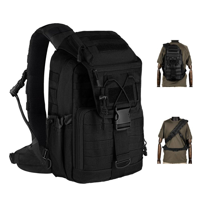 MANETTA Tactical sling Backpack for men- 25l Large Army one shoulder Backpacks For Men Camping Hiking Trekking Daypack Rucksack (black-15.6)