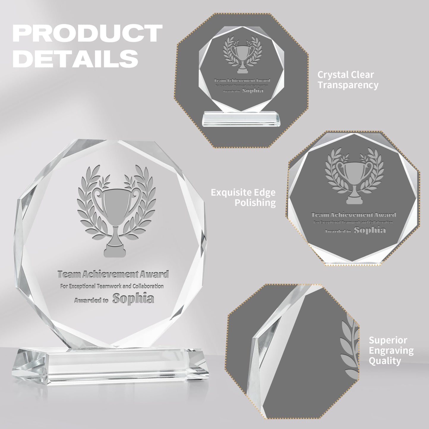 ZALHIN Personalized Crystal Trophy Award - Award for Employees- Plaques Personalized Engraved- Coworker Gift (Choose Logo/Monochrome)