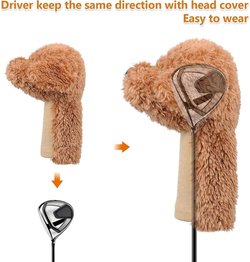 Bozily Dog Golf Club Head Covers, Driver and Fairway Wood Headcovers, Funny Animal Head Covers with Cute Doodle Design, Unique Gift for Golfers, Men, Women, Dad, Husband