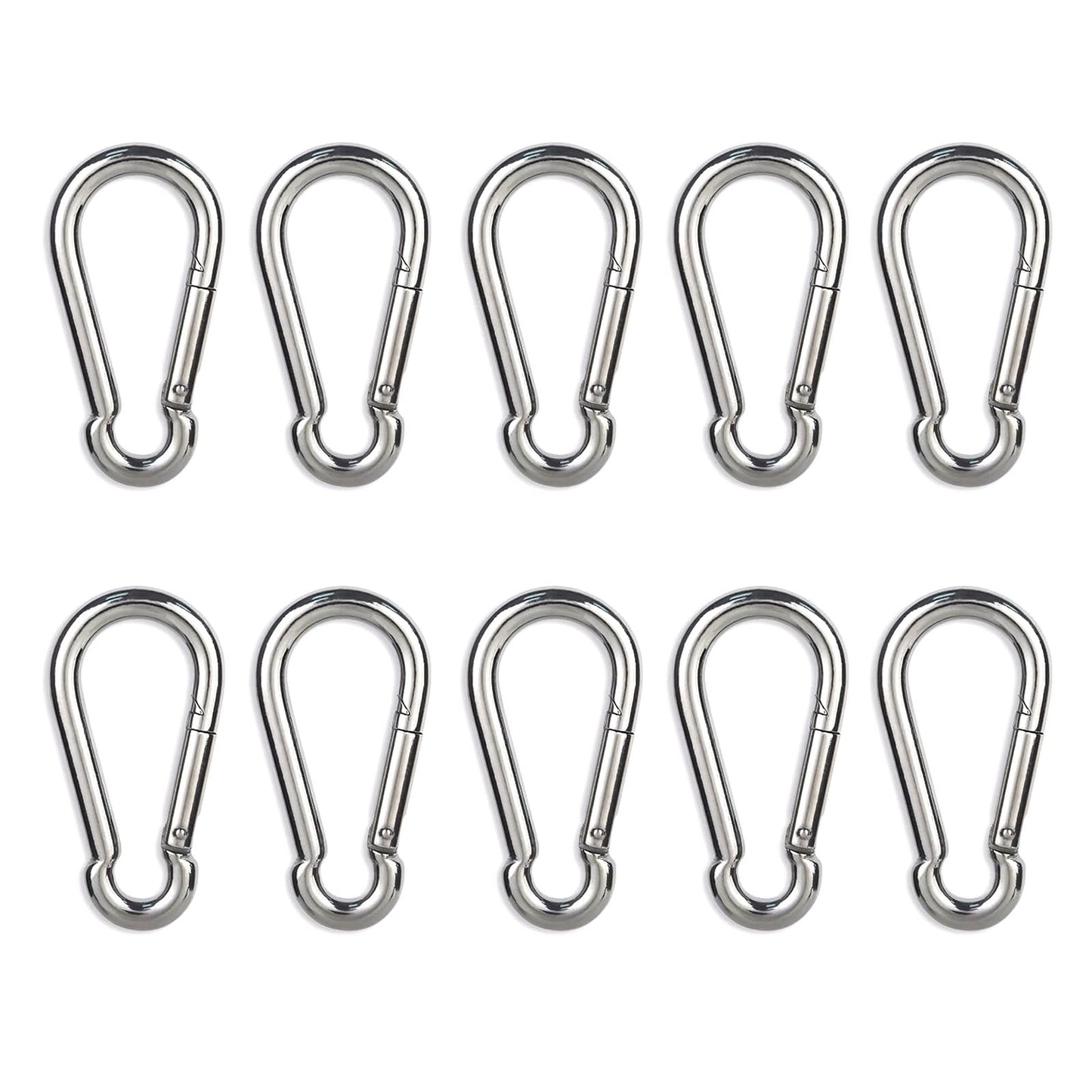 10PCS 2.36" Stainless Steel Carabiner Clip, 270-lb WLL Snap Hook.
