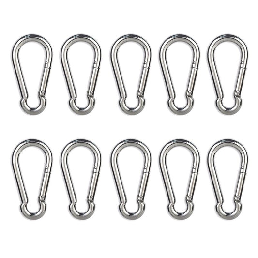 10PCS 2.36" Stainless Steel Carabiner Clip, 270-lb WLL Snap Hook.