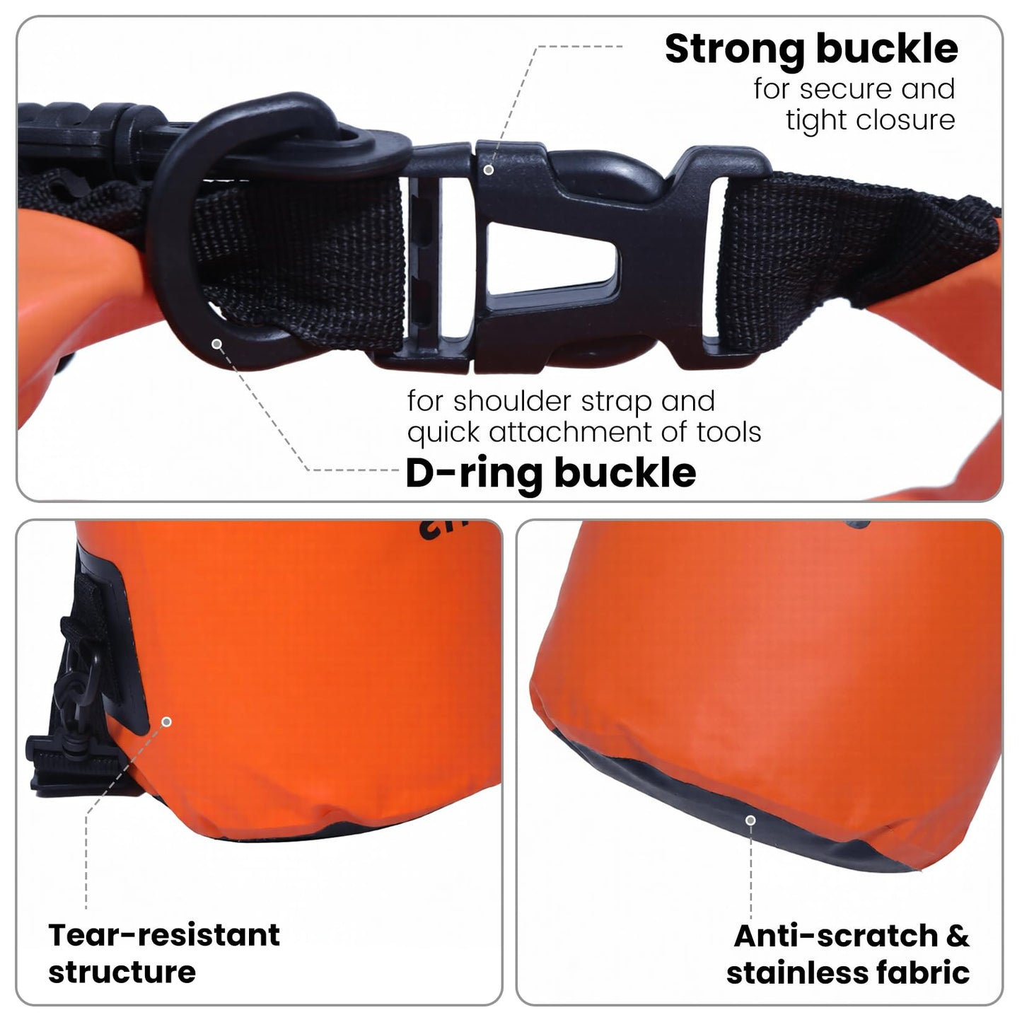 Pristis Waterproof Dry Bag, 5L Lightweight Floating Kayak Storage Backpack for Men Women, Durable Outdoor Roll Top Dry Sack Gear Accessory for Kayaking Fishing Rafting Beach Camping, Orange