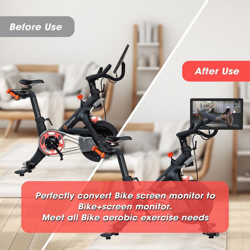 Zacro Peloton Bike Screen Swivel Mount, 360 Degree Monitor Adapter, Upgraded Height Adjustment & Rotate Screen, Accessories (Not Compatible with Peloton Bike+)