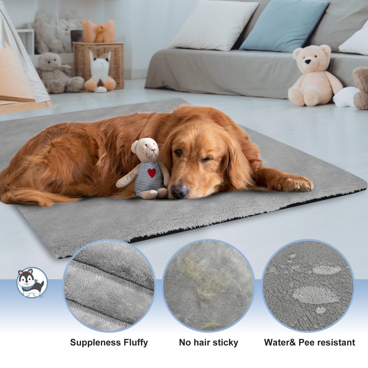 Explore Land Dog Crate Pan Cover with Fluffy Top and Waterproof TPU Lining, Washable Pan Enclosure Cover for 42 inch Pet Cage