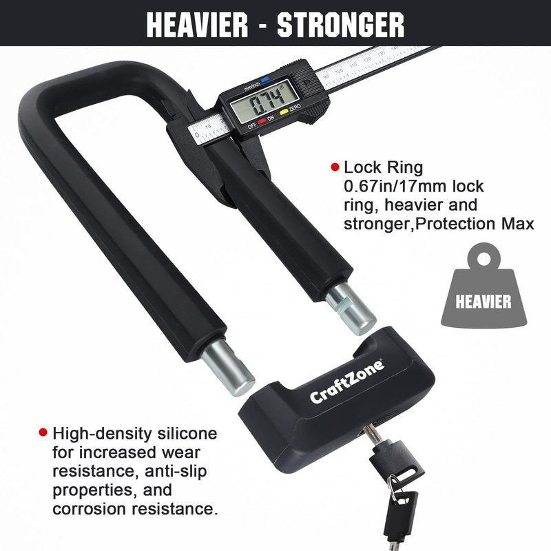 Craftzone Bike Lock Heavy Duty Anti Theft with 4ft Security Cable Bicycle U Lock with Keys and Sturdy Mounting Bracket for Road, Mountain, and Electric Bikes,Bicycle Lock
