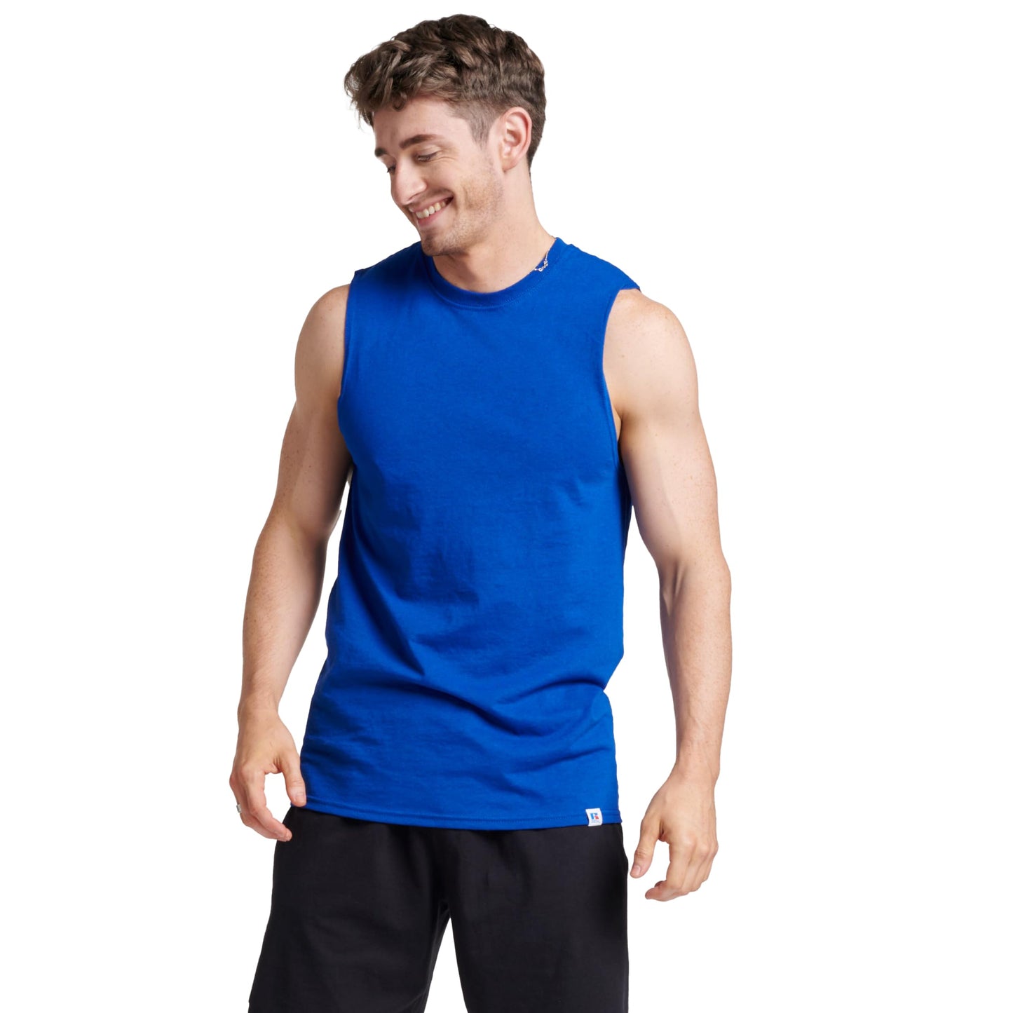 Russell Athletic Men's Cotton Performance Sleeveless Muscle T-Shirt,Royal,XXX-Large