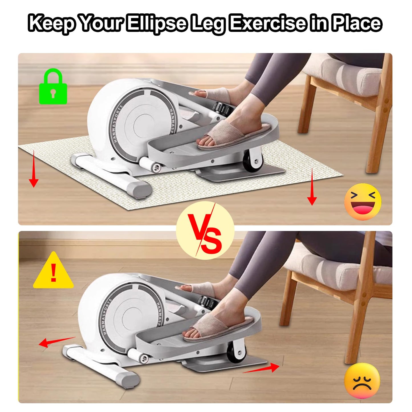 Ellipse Leg Exerciser Machine Non-slip Mat, Suitable for Under Desk Elliptical Peddler Foot & Leg Pedal Exercixer for Seniors Fitness Home Sports Accessories, Enhanced Stability & Floor Protection