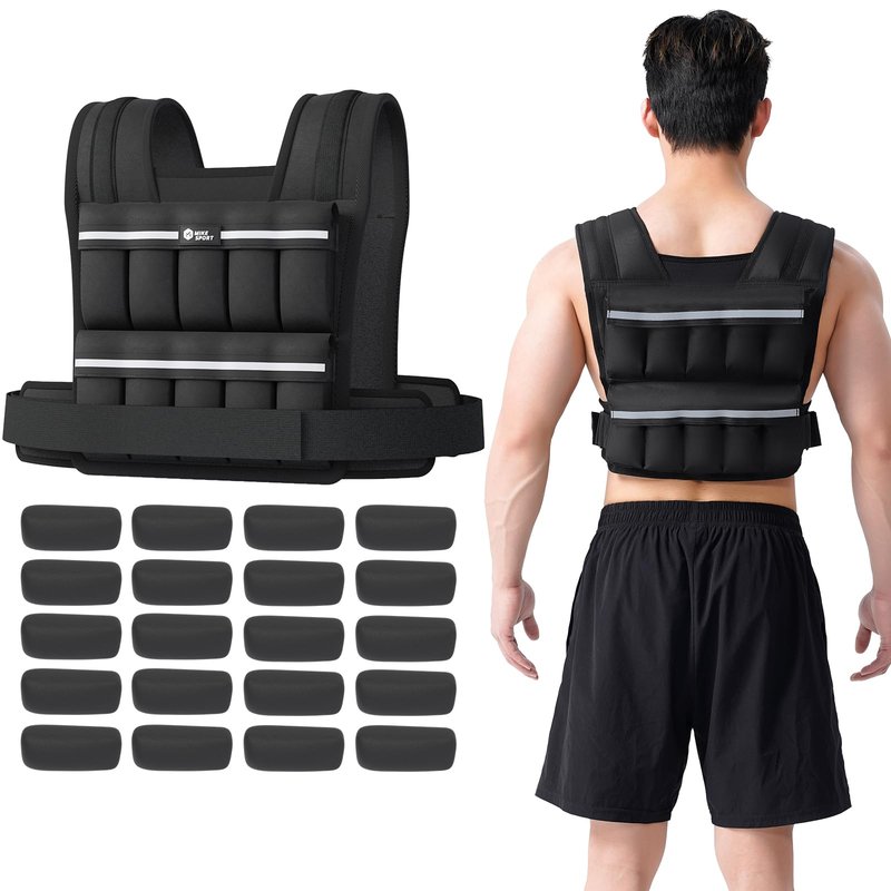 M Mike Sport Adjustable Weighted Vest for Women and Men,20lbs/30lbs Rucking Vest for Walking 20 In 1 Fast Adjust Weight Vest,Workout Vest for Home Gym Running Jogging Strength Training,30lb