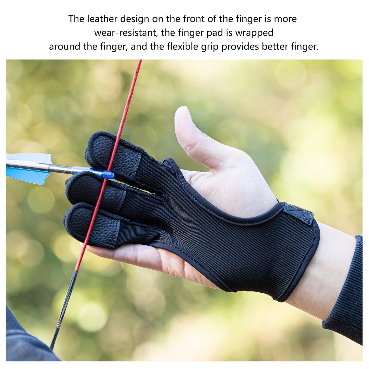 Prespollw Archery Glove Three-Finger Guard – Protective Shooting Glove for Men & Women, Ideal for Recurve & Compound Bow Hunting and Target Practice (Medium)