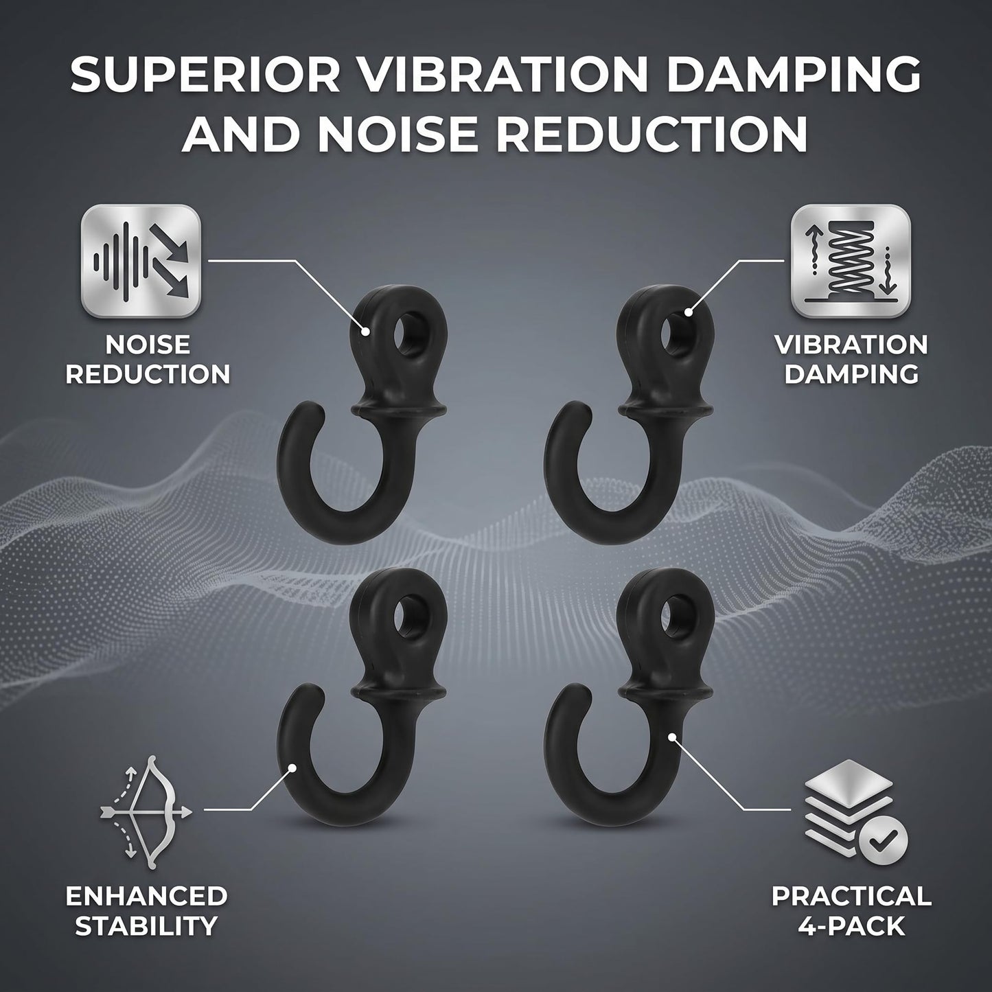 Monkey Tail Silencers, 4Pcs Bow String Bow Vibration Damper for (Black)