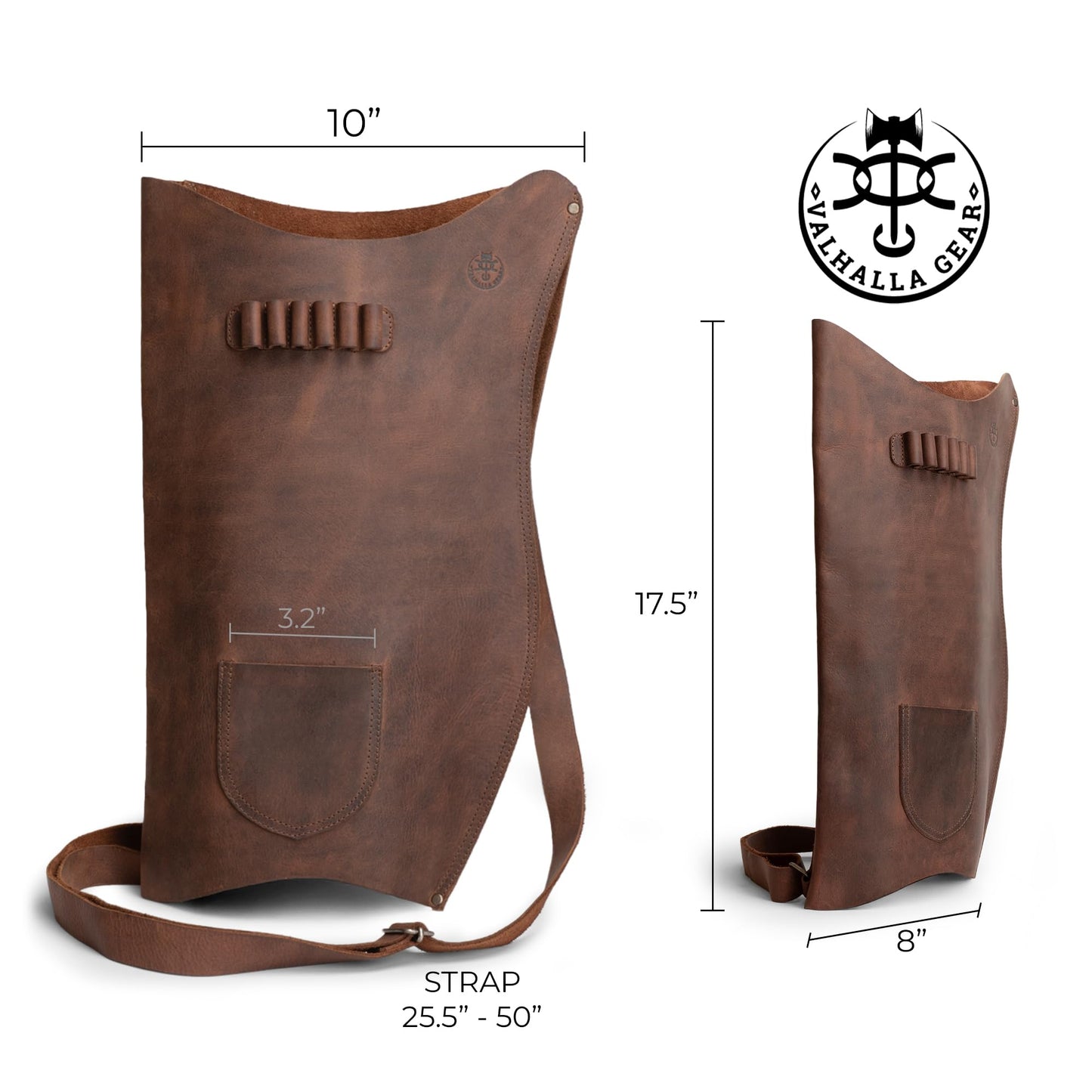 Valhalla Gear, Archery Bow Carrier with Arrow Slots, Adjustable Shoulder Strap, Shooting Targeting, Training, Cosplay, Full Grain Leather, Handmade Archer Accessories (Bourbon Brown)
