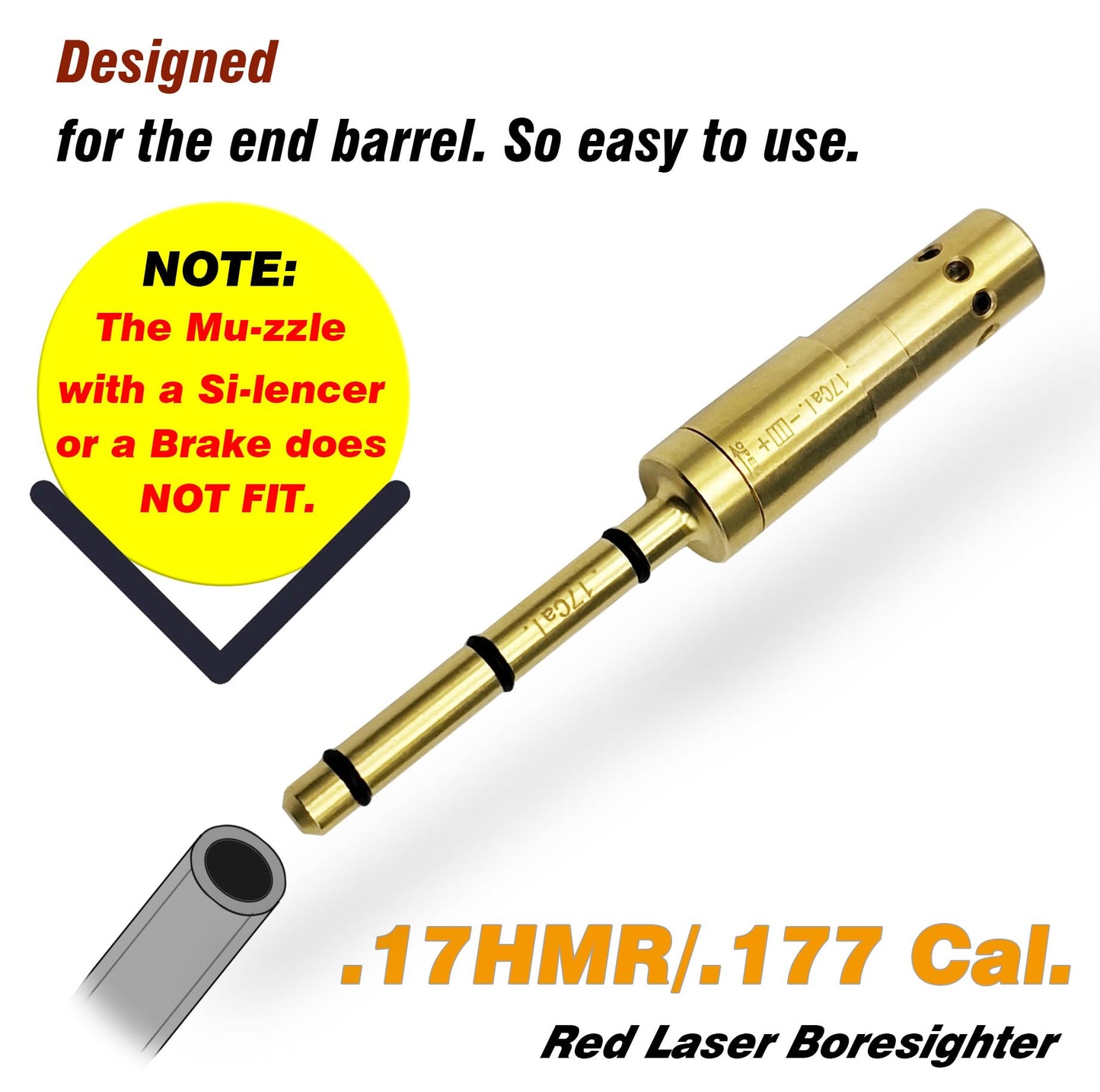 BOOLIT EYE 17HMR/.177 Cal Special Laser Boresighter End Barrel Laser Bore Sight Accurately and Easy to Fit Revolvers Pistols Rifle and Air Guns(17HMR/.177CAL)